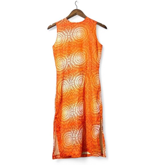 Elvis Jesus & Co. Couture Orange Sleeveless Dress Boho Tie Die Spirals - Size 4 - Picture 1 of 5